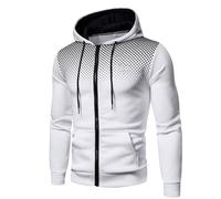 Vestito Gotico Abrigo cálido de ocio de Otoño e Invierno para Hombre, suéteres de bolsillo cálidos con Capucha y bolsillo con Cremallera de lunares deportivos, Top Felpa Lavoro Zip (White, M)