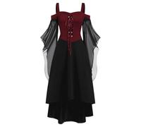 Vestito Gotico da Donna,Abito Rinascimentale Sera Abito Spalle Scoperte Costume Sposa Medievale Celtico Cosplay Donna per Gioco di Ruolo