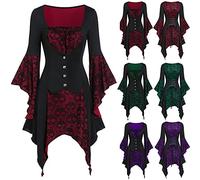 Vestito Gotico da Donna Corto in Stile Medievale Retrò Costume da Vampiro Tile Steampunk Elegante Vintage Vestito da Strega Sexy Sexy Abito da Cocktail Curvy Maxi Abito per Carnevale Halloween Feste
