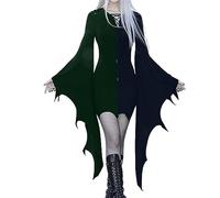 Vestito Gotico Da Donna Medievale Gotico Da Palazzo Costumi Di Halloween Curvy Con Maniche a Pipistrello Vestito Da Steampunk Carnevale Sexy Costume Da Strega Teschio Cosplay Abito Da Vampiro