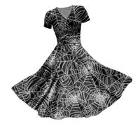 Vestito Gotico da Donna Stile Halloween Abito Sera Costume Strega Vampiro Abbigliamento Medievale Celtico Cosplay per Gioco di Ruolo
