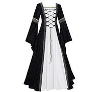 Vestito gotico, da donna, taglie grandi, medievali, da donna, lungo, a maniche lunghe, per il rinascimento, stile retrò, per feste, corsetto, maxi abiti vintage, per cosplay, Halloween, carnevale