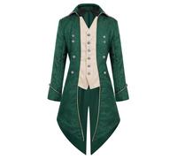 Vestito gotico da uomo 2025, Steampunk Frack, lungo cappotto verde alla moda, con bottoni, gonna da passeggio medievale Tuxedo anni '70, giubbotto da cortile vittoriano, costume da Halloween