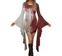 Vestito Gotico Donna Costume Da Vampiro Ragazze Maniche Tromba Stile Medievale Vestiti Con Orlo Irregolare Svasate Rinascimento Cosplay Principessa