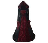 Vestito Gotico Donna Halloween Abito Retrò Medievale con Maniche A Tromba Stile Vittoriano per Il Rinascimento Malefica Costume Vampira