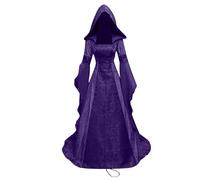 Vestito Gotico Donna Halloween Abito Retrò Medievale con Maniche A Tromba Stile Vittoriano per Il Rinascimento Malefica Costume Vampira