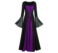 Vestito Gotico Donna Taglie Forti, Abito da Donna Medievale In Pizzo Vintage Vestito Cerimonia Maniche Dolman con Spalle Scoperte Vestiti da Sera Abbigliamento Medievale Vittoriana per Halloween