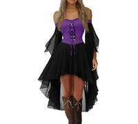 Vestito Halloween Adulto Costume Sexy Vampiro Gotico Horror Costumi Donna Abito Corsetti Pirata Abiti Carnevale Adulti Medievale Rinascimentale Corsetto Strega Steampunk Angelo Vestiti Viola 3XL