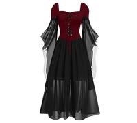 Vestito Halloween Adulto Elegante Vestiti Donna Costumi Corpetto Pirata Angelo Gotico Strega Corsetto Cosplay Adulti Vampiro Gotica Sexy Steampunk Abiti Morticia Abito Costume Vino XXL