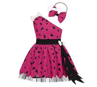Vestito Halloween Bambina Bambino Cavernicolo Flinstones Costume Caveman da Strega Zucca per Bambini Vampira Feste e Cosplay
