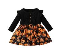 Vestito Halloween Bambina Cosplay Party Gonna Tulle Ragazza Abito Strega per Feste Costumi da Mantello di Zucca con Cappello Costume Scheletro Carnevale