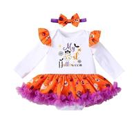 Vestito Halloween Bambina Cosplay Party Tullevestito Vestiti Abito Strega per Feste Stampa a Zucca Vampiro Compleanni e di