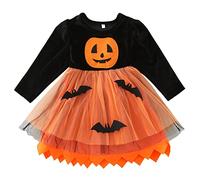 Vestito Halloween Bambina Feste Party Carino Vestito Da Zucca Cosplay Carnevale Arancione Costumi Di Halloween Travestimento Divertente Abito Per Ragazze Bambini Neonati Principessa Abiti In Tulle