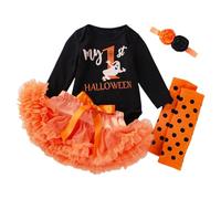 Vestito Halloween Bambina Neonata Vestiti Zucca Bimba Tutina Con Fascia Gonna Tulle Tuta Abiti Principessa Baby Girl Costumi Fantasma Pagliacetto Vestito Carnevale Costume Body Feste Compleanno