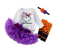Vestito Halloween Bambina Neonata Vestiti Zucca Bimba Tutina Con Fascia Gonna Tulle Tuta Abiti Principessa Baby Girl Costumi Fantasma Pagliacetto Vestito Carnevale Costume Body Feste Compleanno