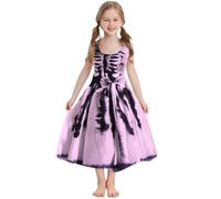 Vestito Halloween Bambina Scheletro Abito Casual Comodo con Scollo All'americana e Cintura in Vita per Bambina, Collezione Halloween Principessa Divertente Cosplay Costume di Neonato