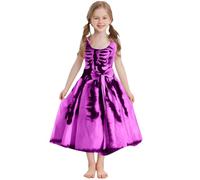 Vestito Halloween Bambina Scheletro Abito Casual Comodo con Scollo All'americana e Cintura in Vita per Bambina, Collezione Halloween Principessa Divertente Cosplay Costume di Neonato