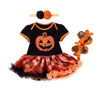 Vestito Halloween Bambina Vestiti Zucca Bambina Pagliacetto Con Fascia E Fiocco Gonna Tulle Tuta Abito Carnevale Baby Girl Costumi Diavolo Body Vestito Principessa Costume Tutina Feste Fotografico