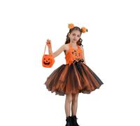 Vestito Halloween Bambina Zucca Costume Halloween Abiti di Tulle Fata Senza Maniche con Fascia e Borsa Costumi Cosplay Vestiti Bambine Piccole per Carnevale Feste e Trucco o Trattato Compleanno Festa