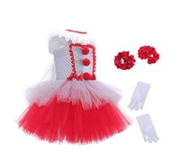 Vestito Halloween Bambine - Completo Principessa Clown Per Feste - Abito Principessa Gonna A Rete Per Bambina Piccola 3-11 Anni Festa Compleanno