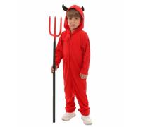 Vestito Halloween Bambino Diavoletto Con Coda E Cappuccio Attaccata | Costumi Di Piccolo Diavolo Per Halloween, Carnevale E Feste In Maschera Costume Diavoli E Demoni Ideale Per Bambini