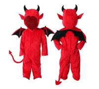 Vestito Halloween Bambino Diavoletto Include Ali, Cappuccio Tutù/tuta | Costume Diavoli e Demoni Per Feste in Maschera Costumi di Piccolo Diavolo Ideale per Bebè Unisex Rosso