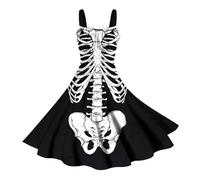 Vestito Halloween Donna, Abiti Donna Estivi Eleganti Vintage con Stampa di Halloween con Spalle Scoperte Vestiti da Festa Eleganti Abiti Sexy Senza Maniche Stampa Ambiente di Halloween