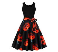 Vestito Halloween donna, costume Halloween donna, senza maniche sexy corset murcielago ragnatela insanguinata stampa gonna insanguinata festa maschere cocktail glamour abiti carnevale