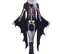 Vestito Halloween Donna Gotico Taglie Forti Abito Gotico Medievale Donna con Spalle Scoperte Elegante Vestito Cerimonia Maniche Svasate Maxi Abiti Vintage Costume per Halloween, Carnevale, Feste