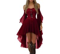 Vestito Halloween Donna Sposa Adulti Diavolo Vampira Pirata Costume Coppia Vestiti Corsetti Abito Strega Rinascimentale Vampiro Corsetto Adulto Horror Gotico Angelo Sexy Costumi Rosso profondo L