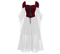 Vestito Halloween Donna Sposa Cadavere, Costume Vacanze Abiti Medievali Da Donna Abito Rinascimentale Con Maniche A Campana Patchwork In Tinta Unita Stile Retrò Medievale Da Donna Zombie Lady