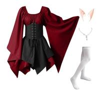 Vestito Halloween Horror Abito Sexy Abiti Strega Gotica Gotico Curvy Angelo Vestiti Donna Costumi Corsetto Famiglia Adulto Pirata Cosplay Elfo Carnevale Vampiro Costume Rosso S