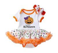 Vestito Halloween per Bambina Cosplay Party Gonna Tulle Ragazza Costume Strega Stampa a Zucca da Scheletro la Festa di e Carnevale