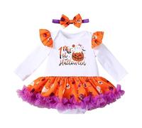 Vestito Halloween per Bambina Costume da Ragazza Casual Ciottolina Abito Strega Feste Zucca di Vampira Carnevale Cosplay Festa
