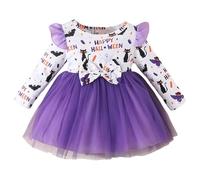 Vestito Halloween per Bambina Costume da Ragazza Gonna Tulle Strega Zucca di Vampira Carnevale Cosplay Feste