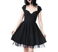 Vestito Halloween Ragazza - Abito a Maniche Corte Senza Schienale in Pizzo con Abito Gotico Sexy da Donna con Imbottitura sul Abito per Gravidanza Taglia