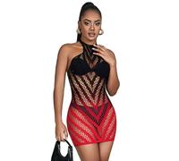 Vestito in Rete Sexy Subblime 952242 - Rosso e Nero, Taglia Unica