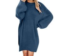 Vestito Invernale Donna Vestito Pile Girocollo Ampio in Morbida Lana Morbidissima Abito Caldo alla Moda a Maniche Lunghe Abbigliamento Casual Morbido Confortevole per la Casa