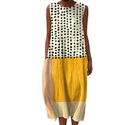 Vestito Lino Donna Estivo Elegante Floreale Prendisole Girocollo Senza Maniche con Tasche Copricostume Mare Spiaggia Taglie Forti Comode Curvy Moda Bohemien 2026 Chic Leggero