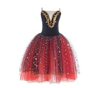Vestito lungo da balletto per bambine abbigliamento per spettacoli danza per bambini costume balletto Il lago dei cigni body da ginnastica gonna professionale per danza del ventre,Crimson,120