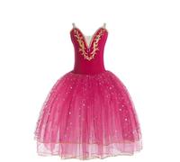 Vestito lungo da balletto per bambine abbigliamento per spettacoli danza per bambini costume balletto Il lago dei cigni body da ginnastica gonna professionale per danza del ventre,Rose red,150