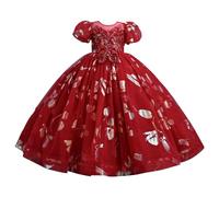 Vestito lungo da bambina, in tulle, increspato, da concorso, scintillante, linea ad A, abito da festa per compleanno, per bambine di 5 anni (RD1, 10-11 anni)