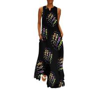 Vestito lungo da donna senza maniche maxi abito da ballo scheletro colorato casual lungo, Stile:, 4XL