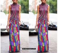 Vestito Lungo Donna Geometrico Multicolore Maxi Dress Woman Multicolor 110243