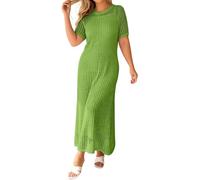 Vestito Lungo Estivo Donna - Abito Casual Con Scollo Rotondo E Traforato Comodo E Ampio Perfetto Per Tutti I Giorni Ideale Per L'Estate Tunica E Svolazzante Confortevole Completo Donna Elegante