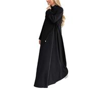 Vestito lungo musulmano da donna, abito musulmano di grandi dimensioni in cotone e lino a maniche lunghe, vestito islamico stampato multistrato abbigliamento etnico retrò con chiusura lampo sul retro