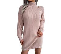 Vestito maglione di Natale da donna, brutto, invernale, girocollo, Ugly Christmas, felpa, vestito di Natale, taglia grande, per feste, feste, cocktail, feste, club, serate, matrimoni, Rosa, S
