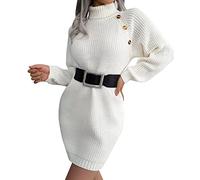 Vestito maglione di Natale da donna, brutto, invernale, girocollo, Ugly Christmas, felpa, vestito di Natale, taglia grande, per feste, feste, cocktail, feste, club, serate, matrimoni, bianco, S