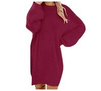 Vestito Maglione Donna Elegante in Lana Cotone Mista Collo Rotondo e Maniche Lunghe Abito Tinta Unita Maglia Termica Invernale Curvy Vestiti Casual al Ginocchio Autunno per Lavoro Cerimonia Case