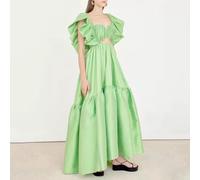 vestito maxi abito donna elegante lungo arancio verde bohemian Boho - chic 28447